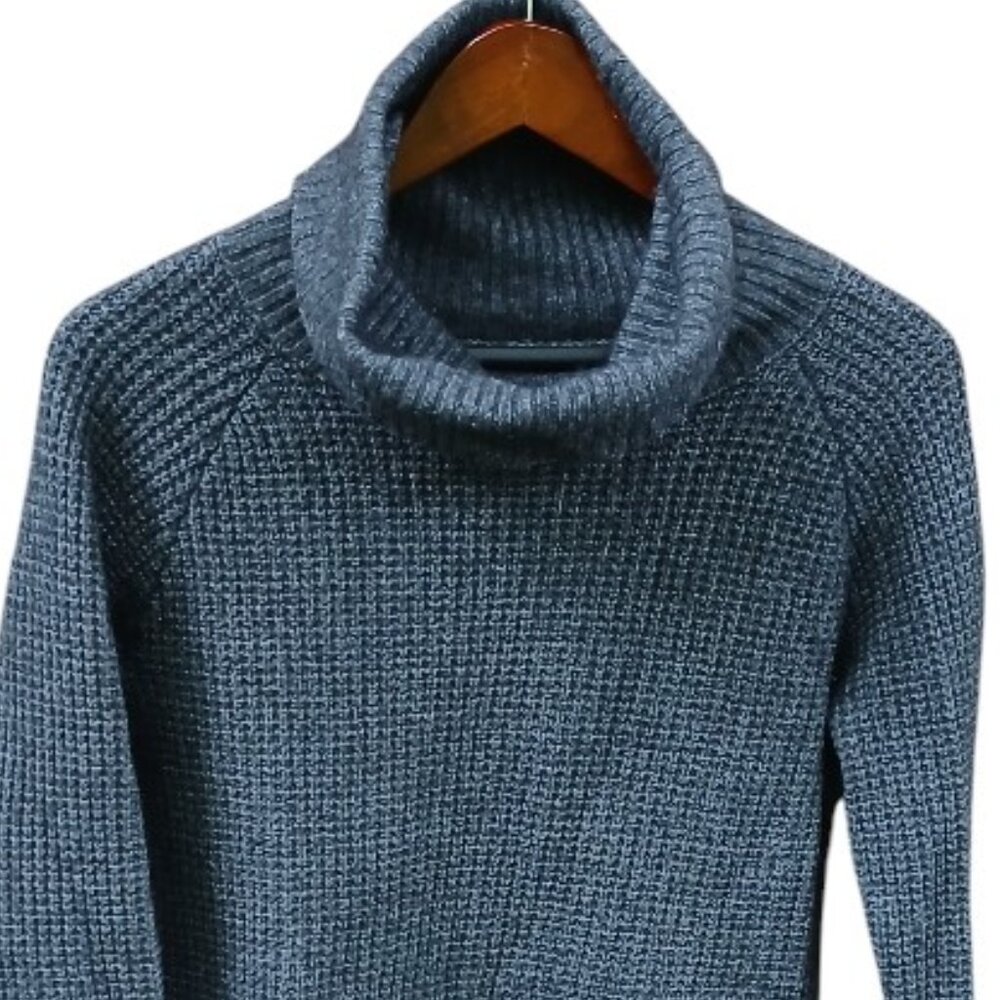 TOAD & CO Gray/Blue Tunic Wool Turtleneck Sweater EUC - Picture 3 of 11